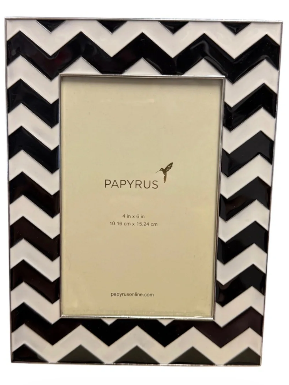Papyrus Black & White chevron enamel frame, NEW WITH TAGS